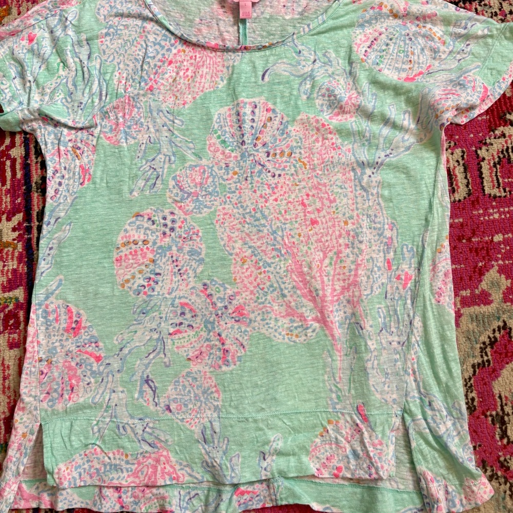 Lilly Pulitzer Mint Green and Pink Floral Top
